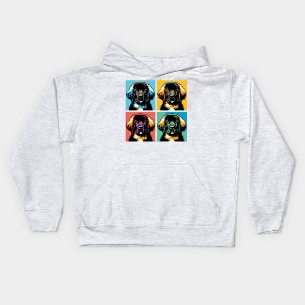 Pop Retro Leonberger Art - Cute Puppy Kids Hoodie by PawPopArt